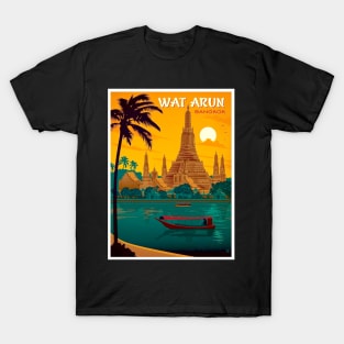 Wat Arun Temple Bangkok Thailand Advertising Travel Print T-Shirt